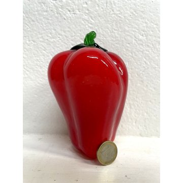 ORTAGGIO FRUTTA VETRO SOFFIATO Murano Peperone Rosso DECORATIVE GLASS ø 9 cm