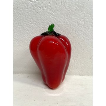 ORTAGGIO FRUTTA VETRO SOFFIATO Murano Peperone Rosso DECORATIVE GLASS ø 9 cm