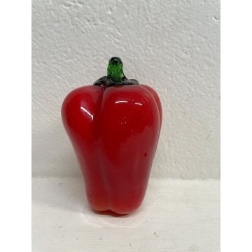 ORTAGGIO FRUTTA VETRO SOFFIATO Murano Peperone Rosso DECORATIVE GLASS ø 9 cm