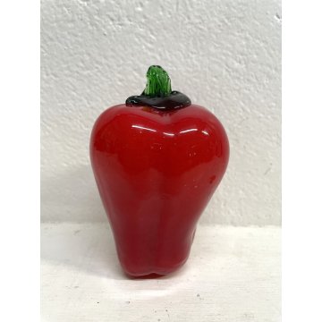 ORTAGGIO FRUTTA VETRO SOFFIATO Murano Peperone Rosso DECORATIVE GLASS ø 9 cm