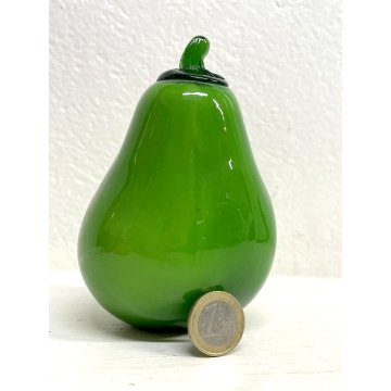 FRUTTA VETRO SOFFIATO Murano PERA verde DECORATIVA ORTAGGI FRUIT GLASS ø 8,5 cm