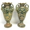 ANTICA COPPIA VASI CERAMICA SMALTATA LUCA DELLA ROBBIA GUALDO TADINO 1900 ITALY 
