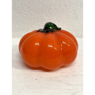 ORTAGGIO FRUTTA VETRO SOFFIATO Murano Zucca arancione  DECORATIVE GLASS ø 9 cm