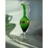 BOTTIGLIA GENIO con TAPPO VETRO SOFFIATO VERDE Empoli ORO CARAFFA MID-CENTURY