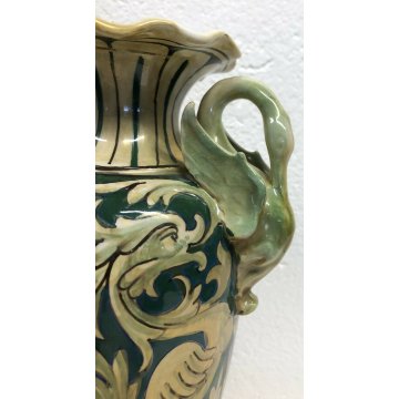 ANTICA COPPIA VASI CERAMICA SMALTATA LUCA DELLA ROBBIA GUALDO TADINO 1900 ITALY 