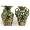 ANTICA COPPIA VASI CERAMICA SMALTATA LUCA DELLA ROBBIA GUALDO TADINO 1900 ITALY 