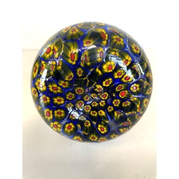 PICCOLO VASO BULBOSO MONOFIORE VETRO SOFFIATO Murano GLASS Murrine 10 cm/h '900