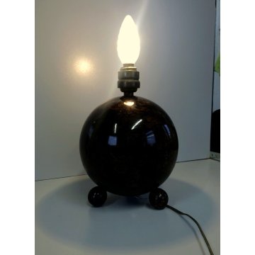 LAMPADA DA TAVOLO SFERA LEGNO OTTONE FINTO MARMO/RADICA Art Deco TABLE LAMP '30