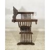 ANTICA POLTRONA SAVONAROLA DANTESCA SEDIA 1800 LEGNO NOCE LEONE SCOLPITA TRONO