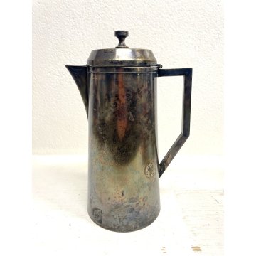 ANTICA CARAFFA TERMICA IN METALLO ARGENTATO "Isola" TERMAL COFFEE POT ART DECO'