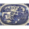 ANTICO PIATTO PORTATA CERAMICA BIANCA DECORO Blu Willow LONDON XIX sec 45,5x36cm