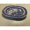 ANTICO PIATTO PORTATA CERAMICA BIANCA DECORO Blu Willow LONDON XIX sec 45,5x36cm