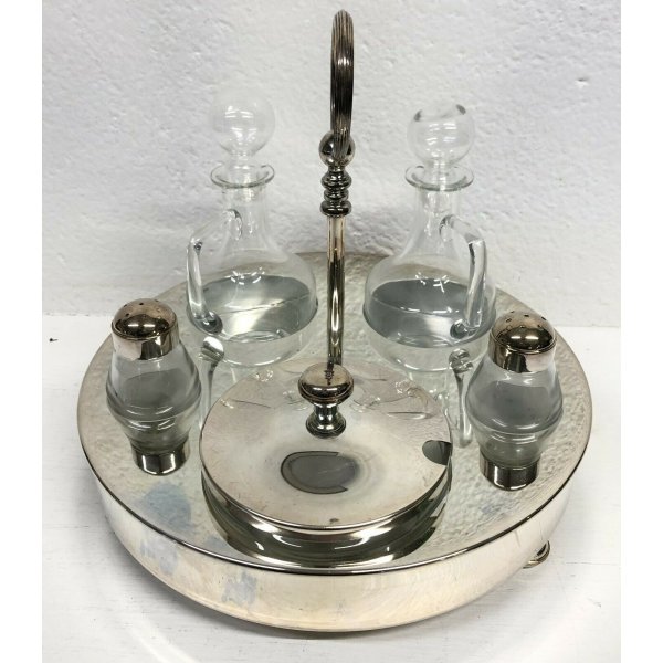 Set condimento da tavola olio aceto sale e pepe in vetro con tappo  salvagoccia e stand in acciaio SìChef