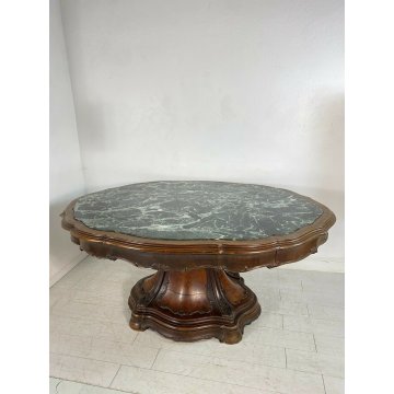 GRANDE ANTICO TAVOLO BISCOTTO PRANZO MARMO VERDE CHIPPENDALE DECO TABLE OLD  