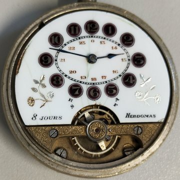 Hebdomas 8 days ANTICO OROLOGIO TASCA epoca 900 OLD POCKET WATCH taschino ø 49mm