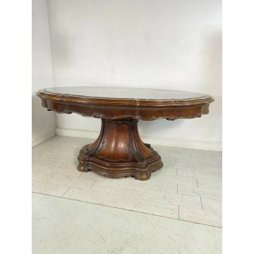GRANDE ANTICO TAVOLO BISCOTTO PRANZO MARMO VERDE CHIPPENDALE DECO TABLE OLD  