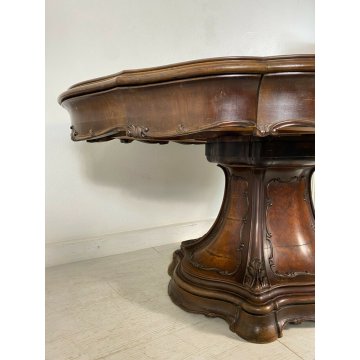GRANDE ANTICO TAVOLO BISCOTTO PRANZO MARMO VERDE CHIPPENDALE DECO TABLE OLD  
