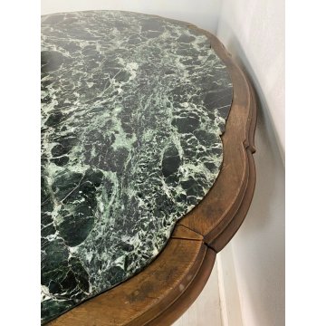 GRANDE ANTICO TAVOLO BISCOTTO PRANZO MARMO VERDE CHIPPENDALE DECO TABLE OLD  