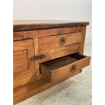 COMODINO CASSAPANCA RUSICO LEGNO CASSETTO ANTA CAMERA DA LETTO SALOTTO STIPO