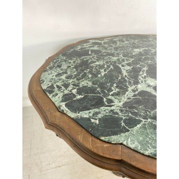 GRANDE ANTICO TAVOLO BISCOTTO PRANZO MARMO VERDE CHIPPENDALE DECO TABLE OLD  