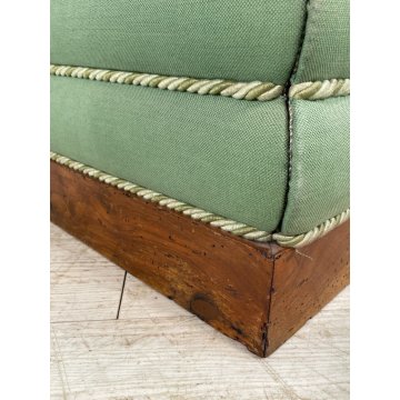 ANTICO POUF CASSETTO SEGRETO STOFFA IMBOTTITO LEGNO FIORI EPOCA 1800 SGABELLO