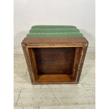 ANTICO POUF CASSETTO SEGRETO STOFFA IMBOTTITO LEGNO FIORI EPOCA 1800 SGABELLO