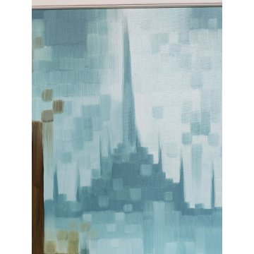 QUADRO ASTRATTO Nando Calderoni DIPINTO olio tela PAESAGGIO Duomo Milano 1968