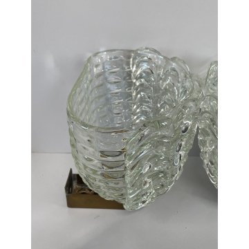 COPPIA APPLIQUE BAROVIER & TOSO VETRO MURANO ANNI 30 ITALIA ART DECO LAMPADA