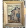 ANTICO QUADRO DIPINTO OLIO TAVOLA L. Roncaglia 1944 PAESAGGIO AGRESTE Temporale
