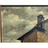ANTICO QUADRO DIPINTO OLIO TAVOLA L. Roncaglia 1944 PAESAGGIO AGRESTE Temporale