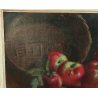 QUADRO DIPINTO OLIO TAVOLA Dario Piazza NATURA MORTA cestino MELE epoca '900