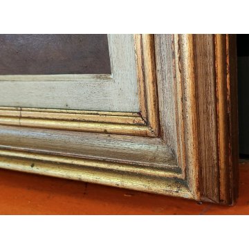 QUADRO DIPINTO OLIO TAVOLA Dario Piazza NATURA MORTA cestino MELE epoca '900