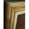 QUADRO DIPINTO OLIO TAVOLA Dario Piazza NATURA MORTA cestino MELE epoca '900
