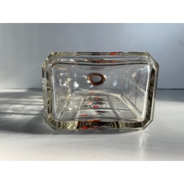 ANTICA BOTTIGLIA DECANTER CRISTALLO MOLATO TAPPO PIETRA COLLARE ARGENTO 800