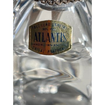 BOTTIGLIA DECANTER Atlantis PORTUGAL CRISTALLO MOLATO WHISKY LABEL arg. 925 '70s