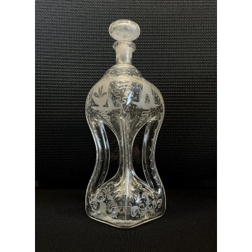 ANTICA BOTTIGLIA LIQUORE DECANTER VITTORIANO CRISTALLO MOLATO Cluk Cluk BOTTLE