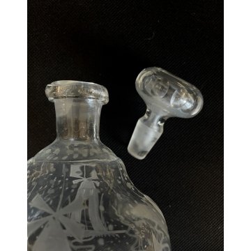 ANTICA BOTTIGLIA LIQUORE DECANTER VITTORIANO CRISTALLO MOLATO Cluk Cluk BOTTLE