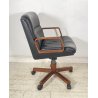 POLTRONA UFFICIO VAGHI GIREVOLE DESIGN ITALIA LEGNO PELLE ARCHAIR OFFICE ANNI 70