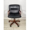POLTRONA UFFICIO VAGHI GIREVOLE DESIGN ITALIA LEGNO PELLE ARCHAIR OFFICE ANNI 70