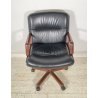 POLTRONA UFFICIO VAGHI GIREVOLE DESIGN ITALIA LEGNO PELLE ARCHAIR OFFICE ANNI 70