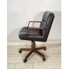 POLTRONA UFFICIO VAGHI GIREVOLE DESIGN ITALIA LEGNO PELLE ARCHAIR OFFICE ANNI 70