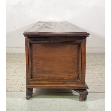 ANTICA CASSAPANCA 1700 LEGNO PLANCE NOCE MASSELLO SCOLPITA EPOCA PANCA BAULE