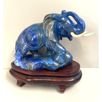 RARA SCULTURA ELEFANTE PIETRA BLU ORO LAPISLAZZULO  1,5 KG COLLEZIONE '900