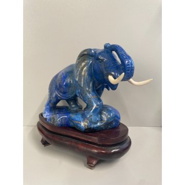 RARA SCULTURA ELEFANTE PIETRA BLU ORO LAPISLAZZULO  1,5 KG COLLEZIONE '900