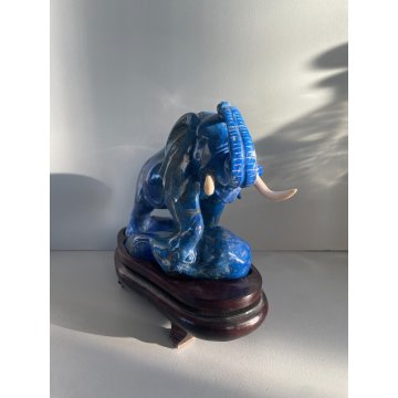 RARA SCULTURA ELEFANTE PIETRA BLU ORO LAPISLAZZULO  1,5 KG COLLEZIONE '900