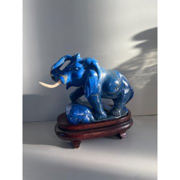 RARA SCULTURA ELEFANTE PIETRA BLU ORO LAPISLAZZULO  1,5 KG COLLEZIONE '900