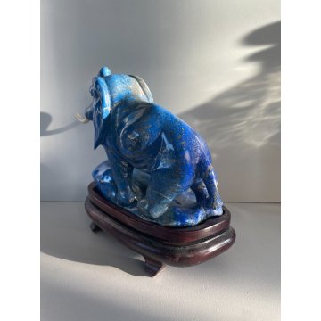 RARA SCULTURA ELEFANTE PIETRA BLU ORO LAPISLAZZULO  1,5 KG COLLEZIONE '900