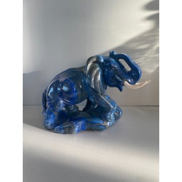 RARA SCULTURA ELEFANTE PIETRA BLU ORO LAPISLAZZULO  1,5 KG COLLEZIONE '900