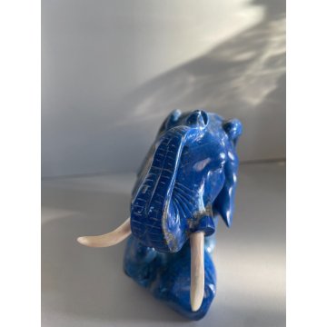 RARA SCULTURA ELEFANTE PIETRA BLU ORO LAPISLAZZULO  1,5 KG COLLEZIONE '900