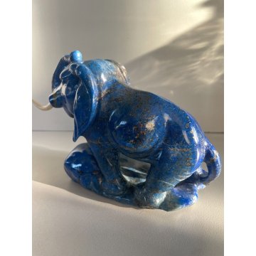 RARA SCULTURA ELEFANTE PIETRA BLU ORO LAPISLAZZULO  1,5 KG COLLEZIONE '900